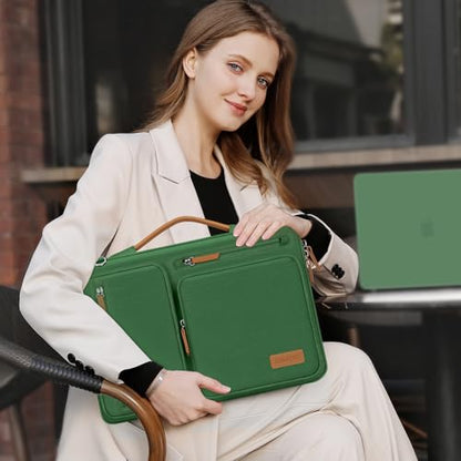 MOSISO 360 Protective Laptop Shoulder Bag,17-17.3 inch Computer Bag Compatible with MacBook, HP, Dell, Lenovo, Asus Notebook,Side Open Messenger Bag with 4 Zipper Pockets&Handle, Jungle Green - color: Jungle Green, size: 17.3 inch