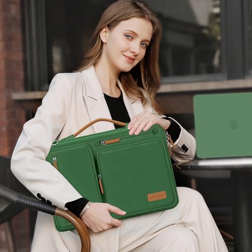 MOSISO 360 Protective Laptop Shoulder Bag,15 inch Computer Bag Compatible with MacBook Air 15 inch M5 M4 M3 M2/Pro 15, Dell XPS Plus,Side Open Messenger Bag with 4 Zipper Pockets&Handle, Jungle Green - color: Jungle Green, size: 15 inch