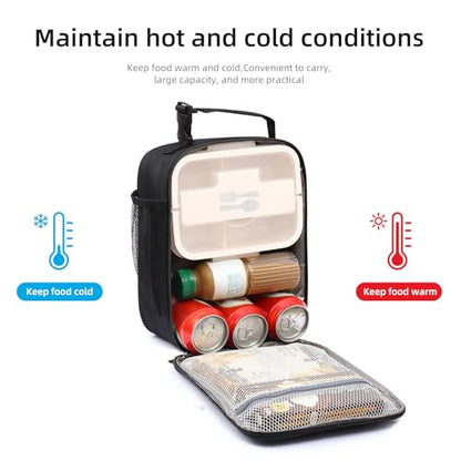 Lovoeo Lunch box Lunch bag for men women Insulated Lunchbox Lunch bags for Work Picnic Travel (Black) - color: Black