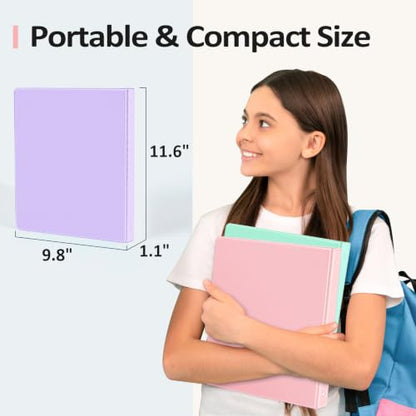 BinderX Extra Durable 3 Ring Binder, Round Rings 0.5 Inch Binder, Fits 100 Sheets of 8.5x11 Paper, Customizable View Cover with Inside Pockets, Cute 0.5" Binders, 1/2 Inch 1 Pack, Lavender - color: Lavender Purple, size: 0.5 inch