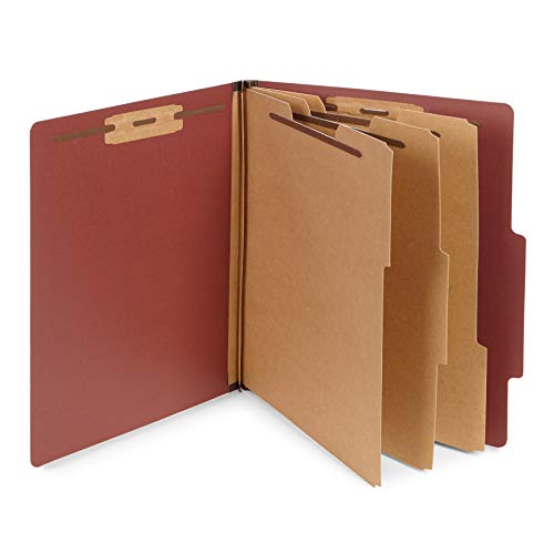Blue Summit Supplies 10 Red Classification Folders, 3 Dividers, Letter Size with 2 Inch Expansions, 8 Section Brick Red Classification Folder, 10 Pack