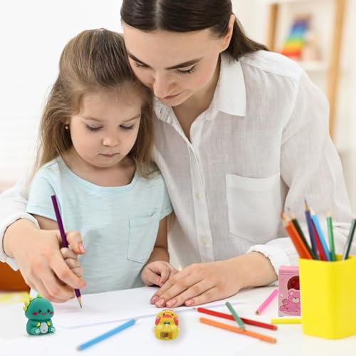 4 PCS Pencil Sharpeners for Kids, Cute Pencil Sharpener Manual, Hand Held Pencil Sharpener, Funny Sharpener Cartoon Creative, Kawaii Stationary Gifts Mini School Office Supplies (Style 4) - style: Style 4