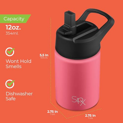 SIPX™ 12 oz Insulated Water Bottle with Straw Lid – Leakproof Stainless Steel, BPA-Free, Easy to Carry – Perfect for School, Camp, Sports & Travel – Red - color: Red