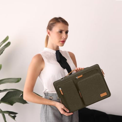 MOSISO 360 Protective Laptop Shoulder Bag,17-17.3 inch Computer Bag Compatible with MacBook, HP, Dell, Lenovo, Asus Notebook,Side Open Messenger Bag with 4 Zipper Pockets&Handle, Carob Brown - color: Carob Brown, size: 17.3 inch