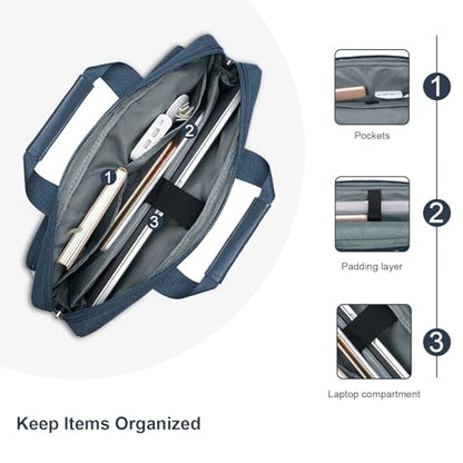 MOSISO Laptop Shoulder Bag 15.6 inch, 15-15.6 inch Computer Bag | Compatible with MacBook Pro 16 inch, HP, Dell, Lenovo with 2 Raised&1 Flapover&1 Horizontal Pocket&Handle&Belt, Haze Blue - color: Haze Blue, size: 16 inch