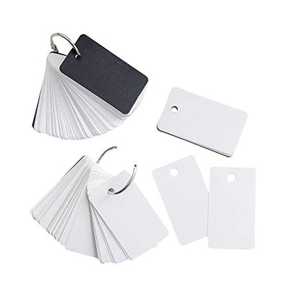Mini Blank Flash Cards with Binder Rings Kraft Paper Blank Index Cards 4x6 with Punched Holes Easy Flip Flash Card White Study Note Cards Unruled Memo Scratch Pads Small DIY Greeting Cards 5 Pack - color: Black