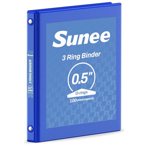 SUNEE 3 Ring Binder 1/2 Inch 1 Pack, Clear View Binder Three Ring PVC-Free (Fit 8.5x11 Inches) for School or Office Supplies, Cobalt Blue - color: Cobalt Blue, size: 0.5 Inch