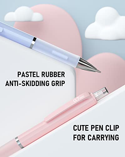 Nicpro 6PCS Pastel Mechanical Pencil Set, Cute Mechanical Pencils 0.5 mm & 0.7 mm & 0.9 mm with 360PCS HB Lead Refills, Eraser, Eraser Refill for Student Writing Drawing Sketching Drafting with Case - style: 6 Pack (0.5mm+0.7mm+0.9mm)