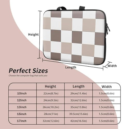 Universal Tablet Laptop Sleeve Case 10 inch, Brown Checkered Slim Carrying Case Travel Laptop Bag Durable Handbag for 7 to 10-inch Laptops/Notebook/Kids Tablet/ipad/eBook Readers - color: Brown Checkered, size: 10 inch