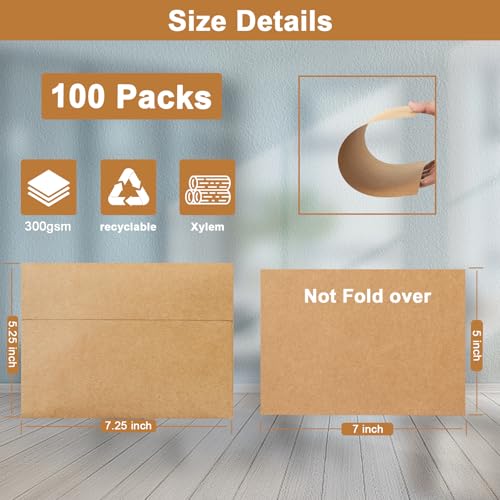 Silunkia 100 Packs Brown Blank Cards and Envelopes 5 x 7 Heavyweight Single Panel Cardstock and A7 Envelopes Self Seal for Wedding Invitations, Birthday, Thank You Cards, Mailing - color: Brown, size: 5x7-100pcs