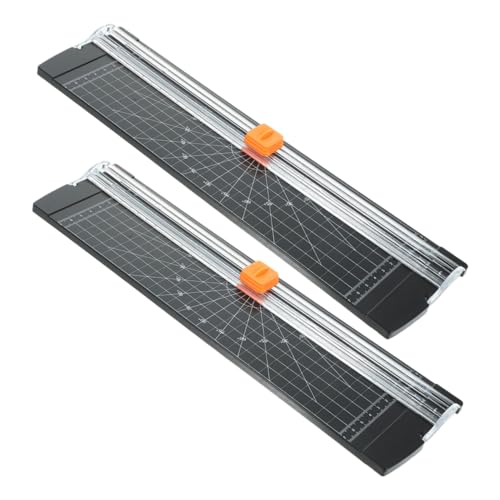 2pcs Mini Paper Cutter Trimmer with Foldable Ruler Lightweight Portable Scrapbooking Craft Tool for Students Home Office Precise Smooth Cutting for Photos Cardstock Black