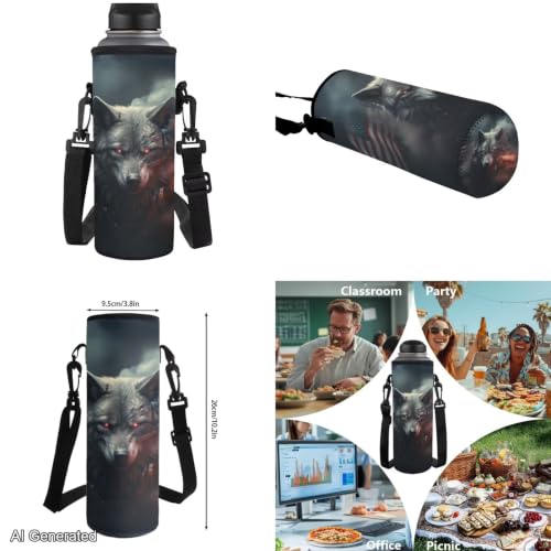 Cool Wolf Backpack for Boys Girls Backpack with Lunch Box Water Bottle Holder with Strap and Big Pencil Case 4PCS Set Bookbag Back to School Gifts for School Teens 17" Sturdy School Bag - color: Cool Wolf