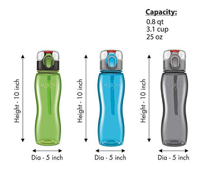 MILTON Kids Water Bottle 3 Pack Triton 25 Oz Large Sports Water Bottle for Men, Women, Kid Wide Mouth Water Bottle with Strap Carry Handle for Bike Gym Running Cycling Multi Color