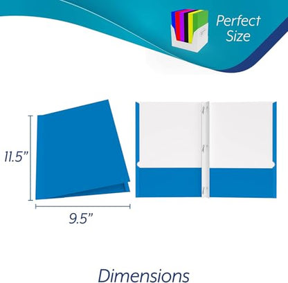 Folders with Pockets and Prongs (100 Pack) 2 Pocket Folders with 3 Prongs for School Paper Folders with Pockets - style: 100