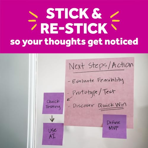 Post-it Super Sticky Big Notes, 8 in. x 8 in., Extra Large Sticky Notes in Fresh Mint, 2 Pads, 60 Sheets Total, Great for Vision Boards, Creative Projects, Study Spaces, Group Brainstorming, and More - color: Fresh Mint
