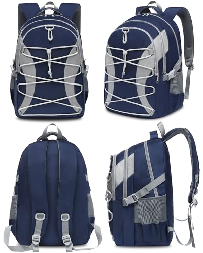 BLUEFAIRY Middle High School Backpack for Boys Girls Large Bookbag with Laptop Compartment Back to School Book Bags for Teens Teenagers Mochilas Escolares para Niños Niñas (Navy Blue/Gray, Solid) - color: Navy Blue/Gray