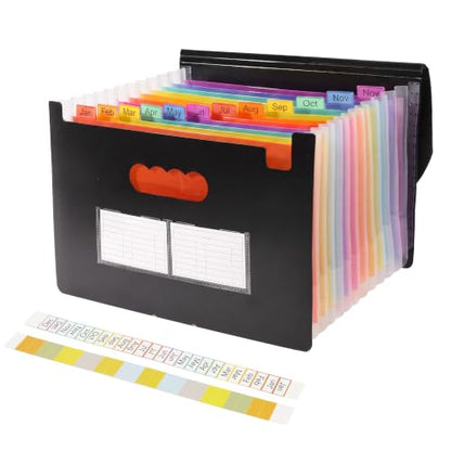 Mr. Pen- Accordion File Organizer, Expanding File Folder with 12 Pockets | Portable Letter A4 Size Document Holder with Blank Labels for Bills, Receipts, Tax Papers, School, Office & Home Filing