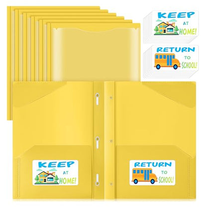 Henoyso 24 Set Take Home Folders with Clear Front Pocket, School-to-Home Communication Folder Bulk for Back to School Classroom, Heavy Duty Plastic Parent-Teacher Homework Folders (Yellow) - color: Yellow