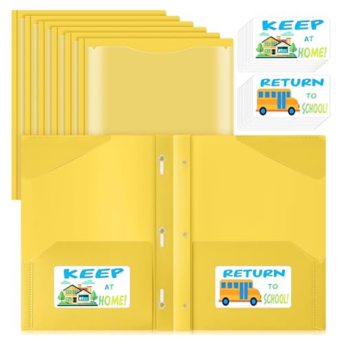 Henoyso 24 Set Take Home Folders with Clear Front Pocket, School-to-Home Communication Folder Bulk for Back to School Classroom, Heavy Duty Plastic Parent-Teacher Homework Folders (Yellow) - color: Yellow