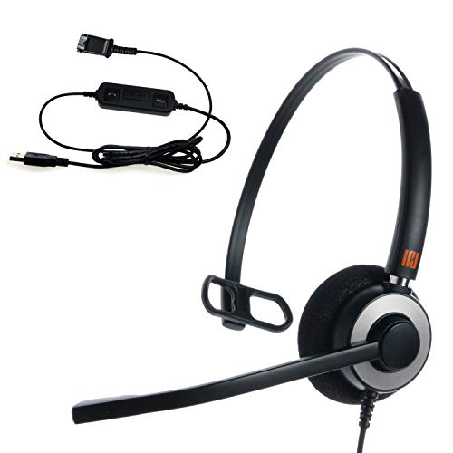 IPD IPH-160 USB Headset with Noise Cancelling Microphone for Office and Call cengter- Compatible with Skype, Microsoft Teams, Cisco Jabber, Avaya One-X and Other Soft Phones - color: Foam Cushion, style: Monaural