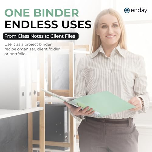Enday 3 Ring Binder 1 inch (4 Pack) Pastel Flexible Binders Round Ring with Pocket, Holds 175 Sheets, for Home and School Supplies in Blue, Purple, Pink and Green – by Enday - size: 1-Inch