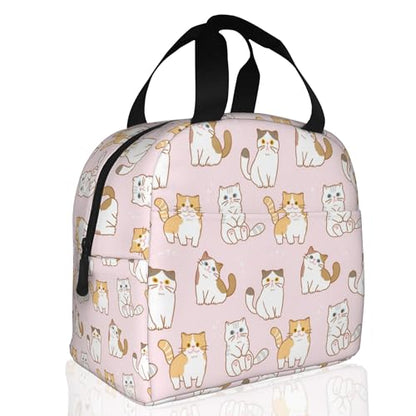 Cute Cartoon Cat Pink Lunch Box,Insulated Lunch Bag for Girls Boys,Reusable Lunch Box for Kids Adults School Student Work Picnic Travel - color: Cute Cartoon Cat Pink
