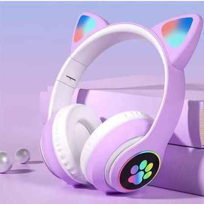 Kids Bluetooth Headphones, Kids Wireless Headphones with Microphone, HiFi Stereo Foldable Lightweight Headset (Lilac) - color: lilac