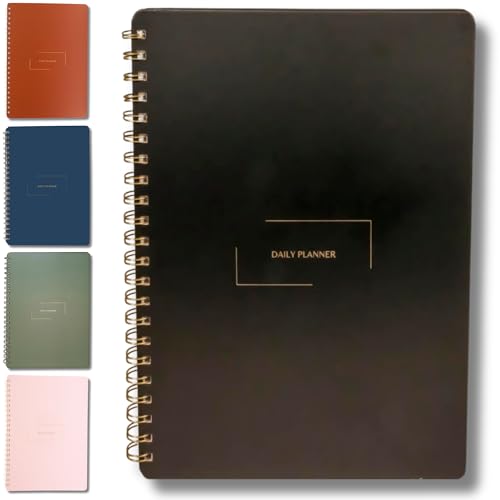 Undated Daily Planner | 8.25” x 11.75” To Do List Notebook | Work Productivity ADHD Organizer | Men and Women Planner | College Supplies | Black | Portrait Layout - color: Black, size: Daily Planner - Portrait