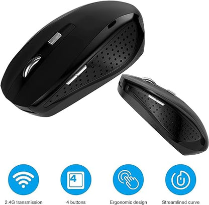 Guiheng 2 Pack Wireless Mouse, 2.4Ghz Wireless Mouse Computer Mouse1200,6 Buttons with Nano Receiver for Laptop,PC,Chromebook,Computer,Notebook,Office (Black) - color: 2 pack black