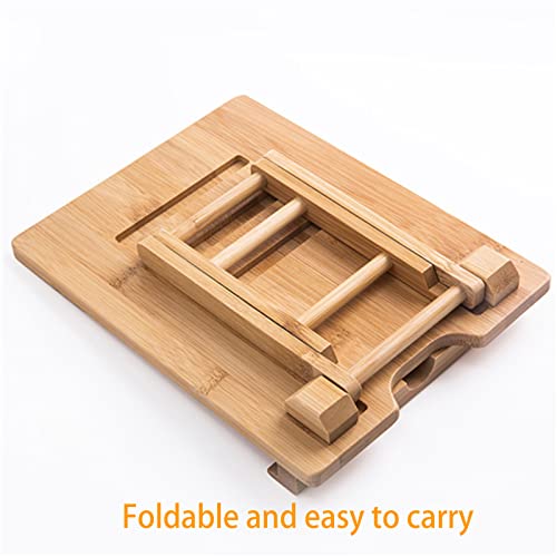 Healfyya Bamboo Tablet Stand Holder - Adjustable Folding Wood iPad Stand With Chargeable Hole for Desk and Cooking (Tablet A) - color: Tablet Stand A