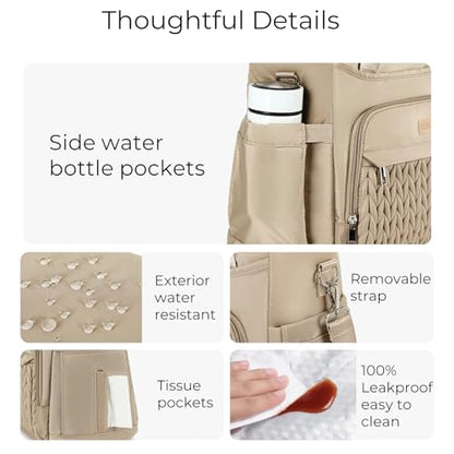 AIJIEKE Large Insulated Lunch Bag for Women Men, Work Lunch Box Tote, Khaki | Leakproof, durable multi-compartment cooler. Reusable with shoulder strap. Perfect for travel meal prep, picnic, beach - color: Brown Taupe