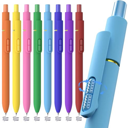Hiacry 8 Pcs Gel Pens - 0.7mm Fine Point Quick-Dry Blue Ink Fidget Pens | Smooth Writing Pens, No Bleed, No Smear, Note Taking Journaling, School Office Supplies for Men & Women (Dopamine 8Pcs ) - color: Dopamine Blue Ink -8pcs