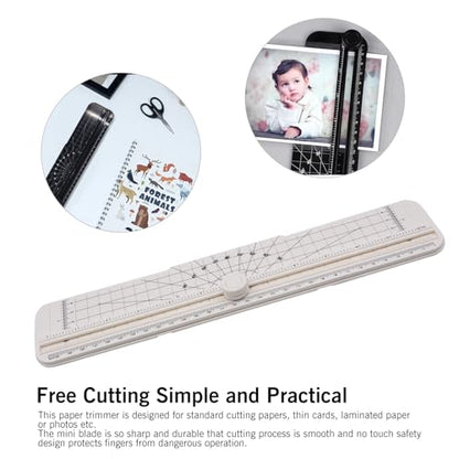 2PCS Paper Cutter Slider, 12 Inch Portable Paper Trimmer, Straight Cutting Guillotine, Cardboard Cutter for Paper Photo Vinyl Label Coupon Craft Paper(White) - color: White