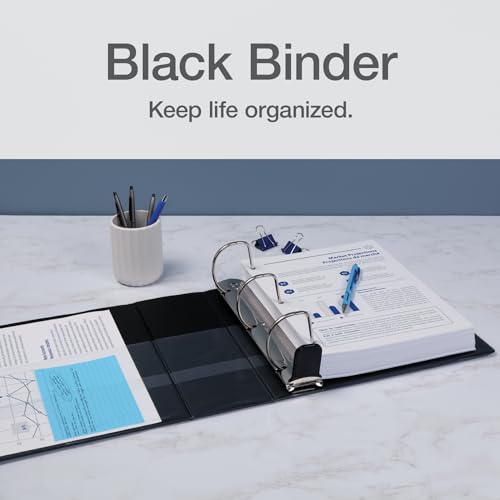 Oxford 3 Ring Binders, Binders for School and Office, Durable 4 Inch, ONE-Touch Easy Open D Rings, View Binder Covers, 4 Interior Pockets, PVC-Free, Holds 880 Sheets, Black, 2 Pack (79920) - color: Black