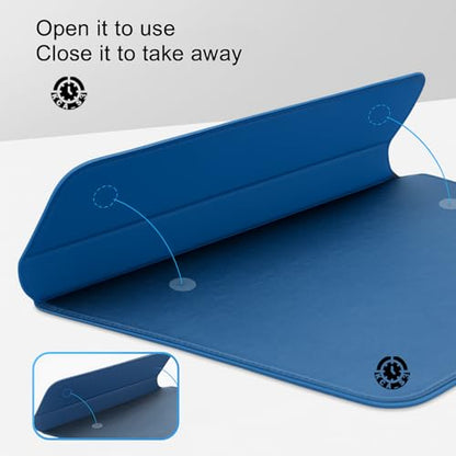 Blue Multi-Function Laptop Sleeve 14-15.6 Inch ONLY MacBook Pro Air Dell XPS HP Pavilion Surface 3-in-1 Protective Case Waterproof Leather Business, Not for 11-13” - color: Blue, size: Size Large 14-15.6 inch