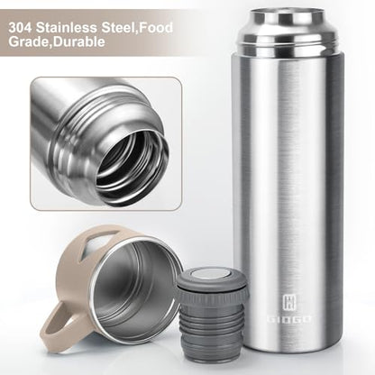 Stainless Steel Thermo 700ml/23.7oz Vacuum Insulated Bottle with Cup for Coffee Hot drink and Cold drink water flask.(Brown,Set) - color: Brown (Set), size: 23.7 Ounces