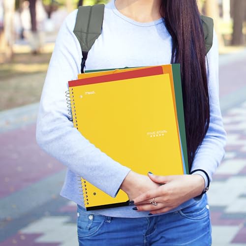 Five Star Spiral Notebook + Study App, 3 Subject, Wide Ruled Paper, 8" x 10-1/2", 150 Sheets, Fights Ink Bleed, Water Resistant Cover, Harvest Yellow (73463) - color: 09 Yellow, size: 8" x 10-1/2" (Pack of 1)