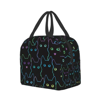 Nerxy Cat Lunch Bag Cute Leakproof Cooler Lunch Box Colorful Cat Silhouettes Insulated Meal Tote Kit Lunch Containers For School Office Picnic For Kids Adults Children,8.5x8x5 In(catLB230406) - color: catLB230406