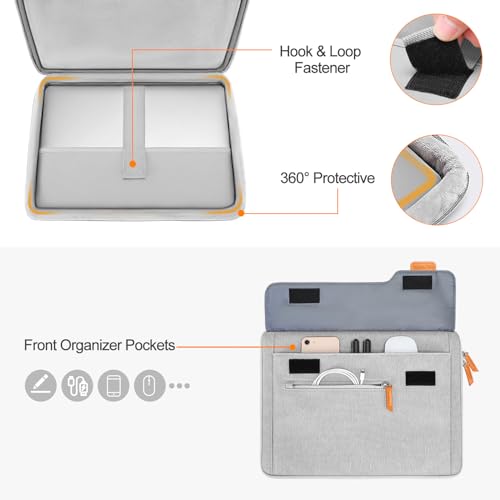 MOSISO 360 Protective Laptop Sleeve Compatible with MacBook Air 13.6 M5 M4 M3 M2 M1/Neo/Pro 13/14, HP Dell ASUS Lenovo, Flapover Bag with Fully Open Zipper&Handle&Pockets, Gray