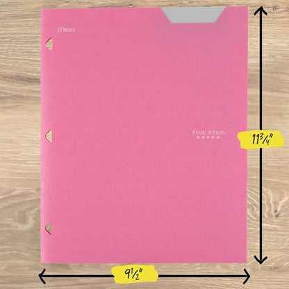 Five Star 2-Pocket Folder, Plastic Folder with Stay-Put Tabs, Fits 3-Ring Binder, Holds 8-1/2" x 11" Paper, Prom Pink (333420R) - color: Prom Pink
