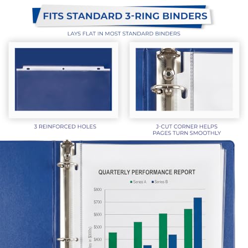 Samsill Heavy Duty Sheet Protectors for 3 Ring Binders, 8.5 x 11 Clear Page Protectors, Plastic Sleeves & Report Covers, Acid Free Archival Safe Document Protectors - style: Crystal Clear