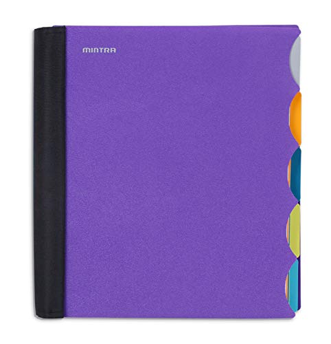Mintra Office Durable PREMIUM Spiral Notebook, ((Purple, 5 Subject, 8.5in x 11in)), Fabric Covered Coils, No Snags, Removable Adjustable Pocket Dividers, Ruler, Organization, Customizable - color: Purple, size: 5 Subject (8.5in x 11in)
