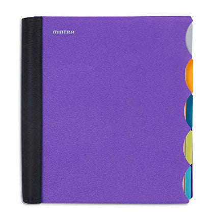 Mintra Office Durable PREMIUM Spiral Notebook, ((Purple, 5 Subject, 8.5in x 11in)), Fabric Covered Coils, No Snags, Removable Adjustable Pocket Dividers, Ruler, Organization, Customizable - color: Purple, size: 5 Subject (8.5in x 11in)