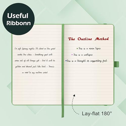 Ruled Notebook/Journal - Classic Lined Journal/Notebook, 5.3'' x 8.26'', Hardcover with Thick Paper, Banded + Pen Holder +Inner Pocket - Olive Green - color: Olive Green, size: Ruled