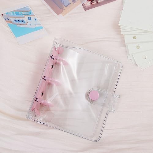 Leadigol 4-Piece Mini Transparent 3-Ring Binder Covers - Soft PVC Notebook Protector - Photo Album & Loose-Leaf Pages