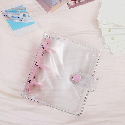 Leadigol 4-Piece Mini Transparent 3-Ring Binder Covers - Soft PVC Notebook Protector - Photo Album & Loose-Leaf Pages