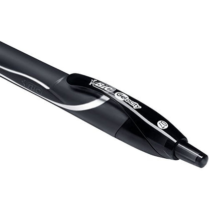 BIC Gel-Ocity Quick Dry Gel Pens, Medium Point Retractable (0.7mm), Black Ink Gel Pen, 12-Count- Pack of 18 - color: Black, size: 12 Count (Pack of 18)