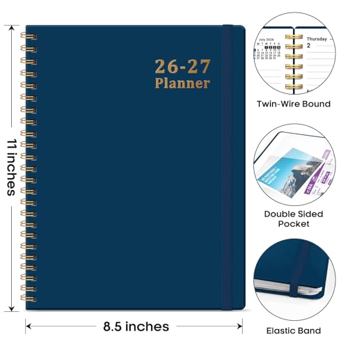 Planner 2026-2027, 8.5" x 11" Weekly and Monthly Academic Year Planner Calendar, July 2026 - June 2027, Hardcover Large School Planning Agenda With Tabs, Perfect for School & Office Supplies, A4, Navy Blue - color: F-Navy Blue, size: A4(8.5"x11")