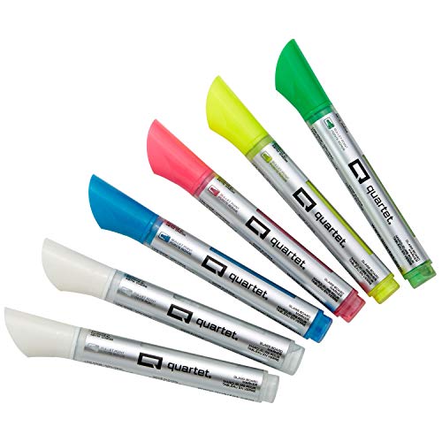 Quartet Dry Erase Markers, Glass Whiteboard Markers, Bullet Tip, Assorted Neon Colors, 6 Pack (79559Q) - style: Bullet Tip