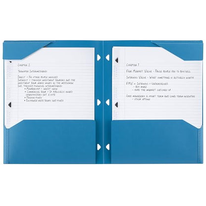 Five Star 2-Pocket Folder, Plastic Folder with Stay-Put Tabs, Fits 3-Ring Binder, Holds 8-1/2" x 11" Paper, Tidewater Blue (333420H-ECM) - color: Tidewater Blue